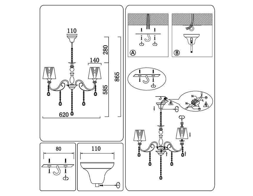 TR4601/3 WH белый E27/3 max 40W D620*865